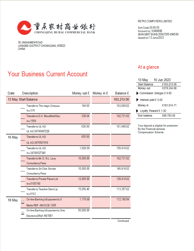 China Bank Statement Example China Business Bank Statement - bstatement.net