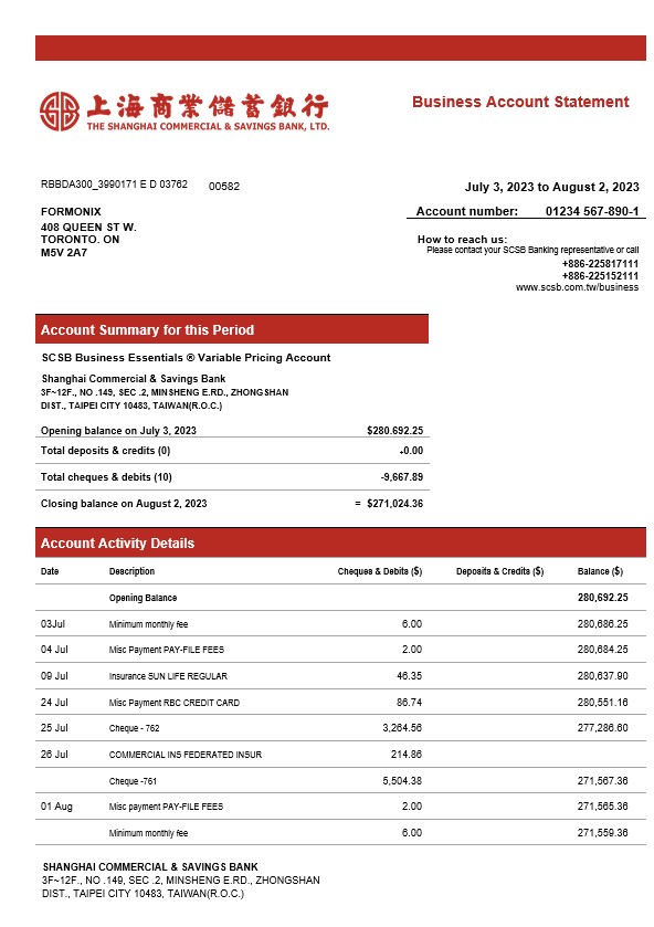 China Business Bank Statement - bstatement.net