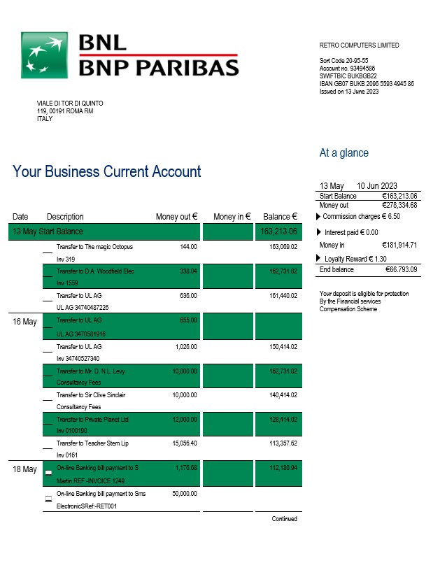 Bnl Bank Enterprise Statement Template (100% Free) - bizreg.cc
