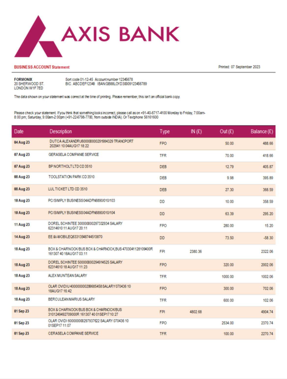 India Business Bank Statement - bstatement.net