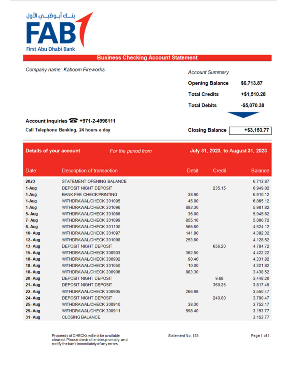 Saudi Arabia Business Bank Statement - bstatement.net